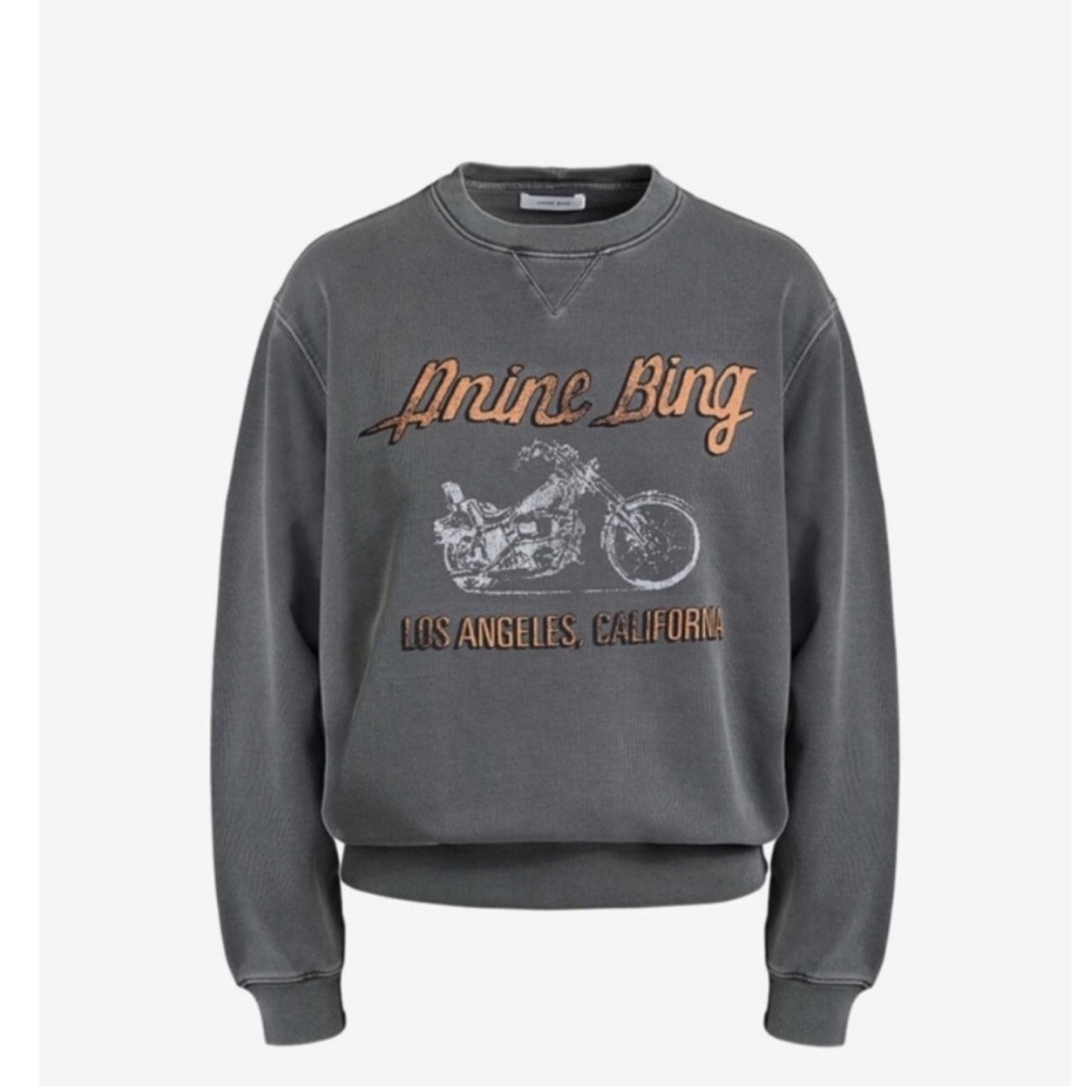 Anine Bing Ramona Moto Sweatshirt washed black Large - like new!!